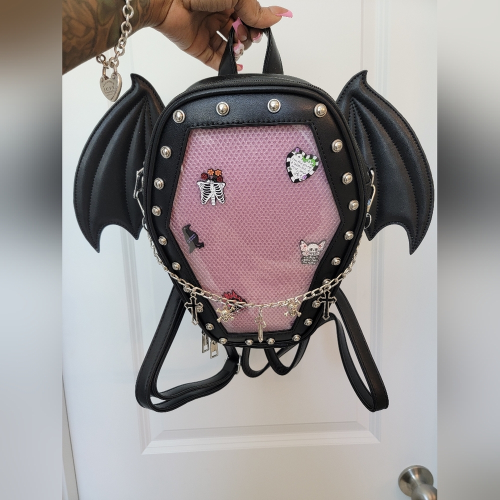 Goth Coffin Backpack with Detachable Bat Wings